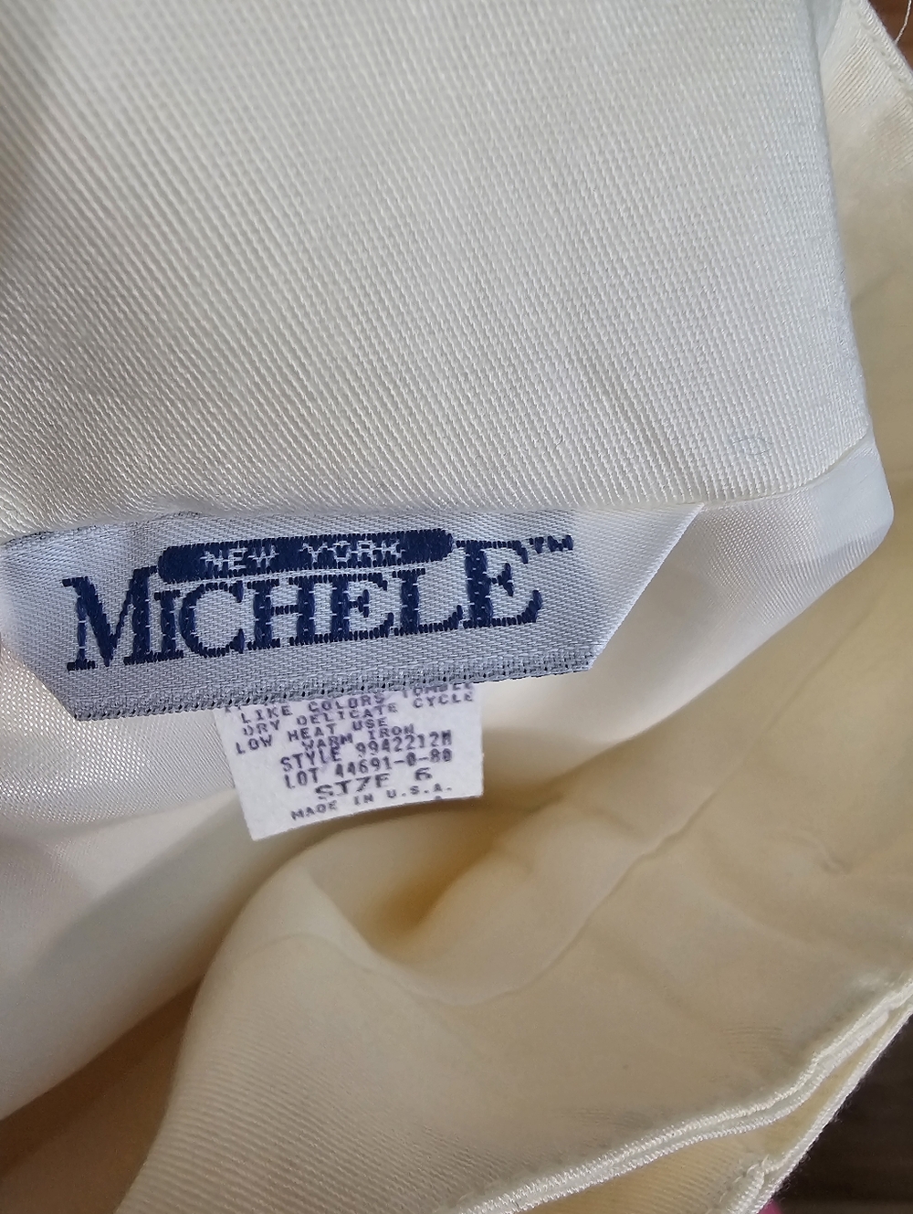 Vintage Michele New York Ivory Wrap Midi Skirt Button Detail Size 6 Timeless - Picture 3 of 4